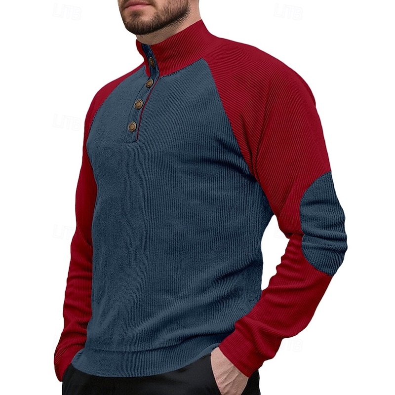 Men's Sweatshirt Black Wine Army Green Navy Blue Brown Standing Collar Color Block Patchwork Sports & Outdoor Daily Holiday Polyester Streetwear Basic Casual Spring Fall Clothing Apparel Hoodies