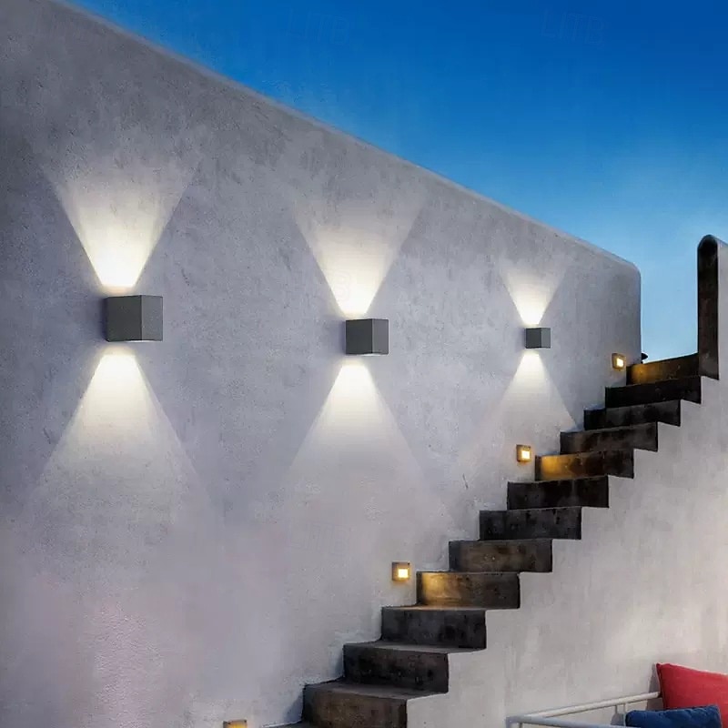 Outdoor Wall Light, Exterior and Indoor, G9 Wall Sconces, Up and Down Lights, IP65 Waterproof, Outdoor Lighting, Aluminum Square