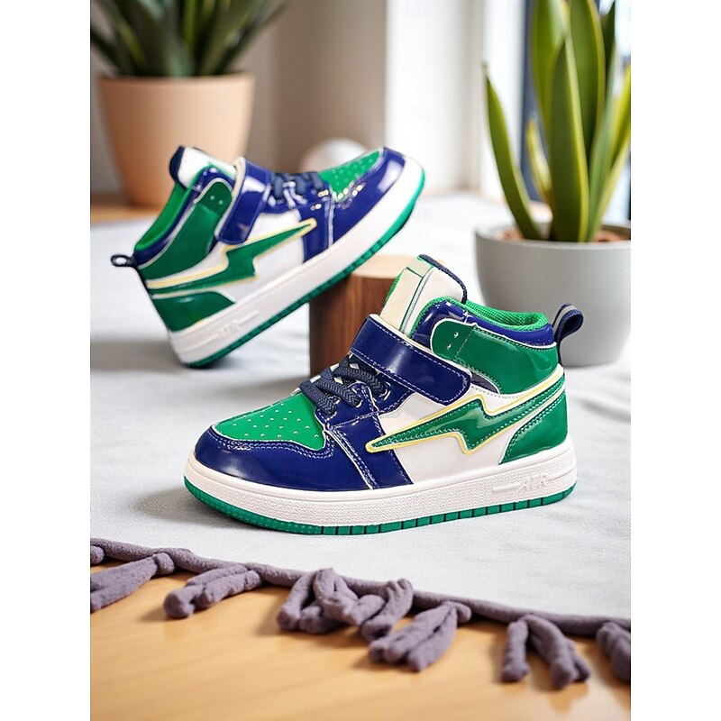 Korean Idol Inspired Pop Star Costume Shoes Girls' High Top Sneakers Colorblock Design with Velcro Strap and Lace-Up Style for Casual Wear and Sports Activities3