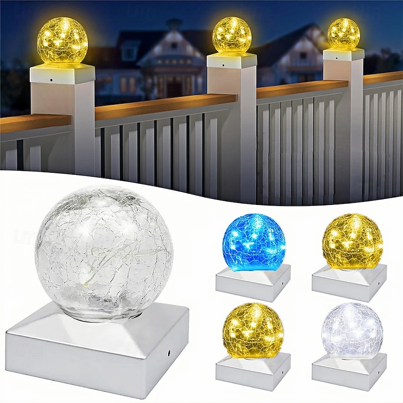 1 Pc Solar Outdoor Garden LED Decorative Atmosphere Light Landscape Light Pole Headlamp Crack Glass Ball LED Light2
