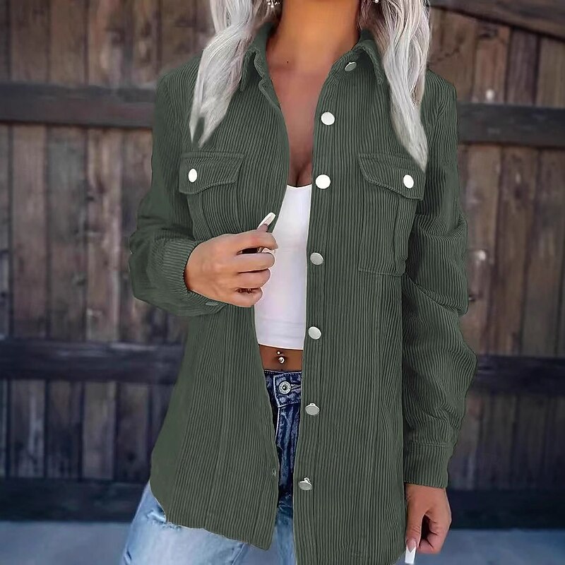 Women's Sherpa Jacket Comfortable Breathable Pocket Elegant Casual Plain Vacation Street Casual Daily Wear Single Breasted Long Turndown Regular Fit Long Sleeve Outerwear Black Green Beige Spring Fall - Main Image