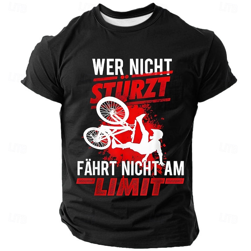 Men's Cycling Funny Slang German T Shirt Short Sleeve T shirt 3D Print Crew Neck Shirt Fashion Daily Street Daily Black Blue Green Summer Spring Clothing Apparel S M L XL XXL XXXL