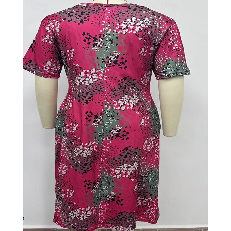 Women's Midi Dress Print Dress Fashion Modern Vacation Going out Regular Fit Graphic Short Sleeve V Neck Red Blue Purple Khaki Spring Fall2