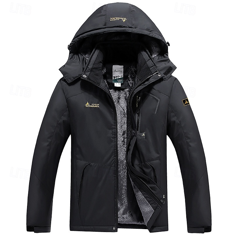 Men's Softshell Jacket Hiking Jacket Fleece Jacket Thermal Jacket Winter Outdoor Thermal Warm Windproof Top Black Green2