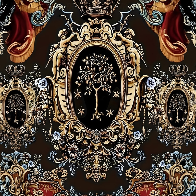 Men's Floral Print Baroque Shirt Button Up Shirt Long Sleeve Vintage Retro Holiday Casual Daily Spring Fall Turndown 3D Print Collared Shirts Yellow Blue Green4