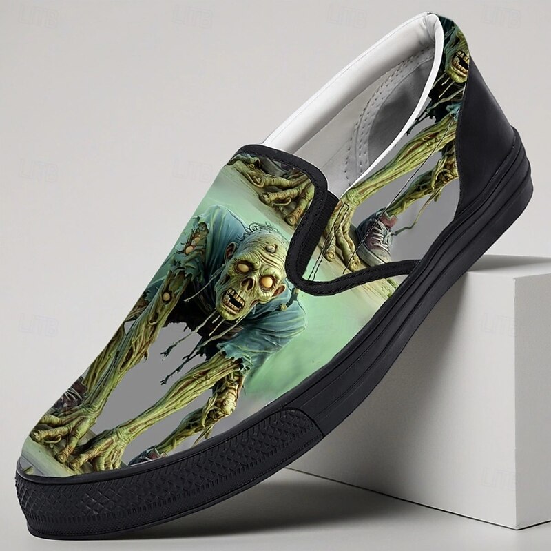 Men's Zombie Print Slip-On Sneakers Horror Graphic Casual Shoes for Halloween Parties, Cosplay Events and Streetwear Style2