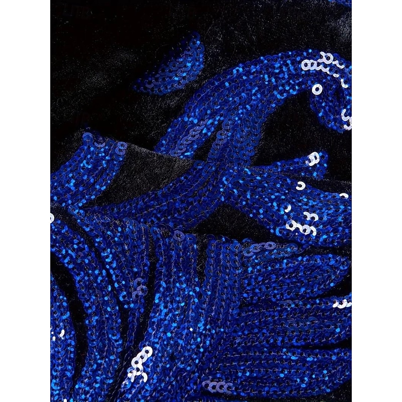 Men's Blazer Jacket Shawl Collar Party Floral Blazer Blue Tailored Fit Single Breasted One-button4