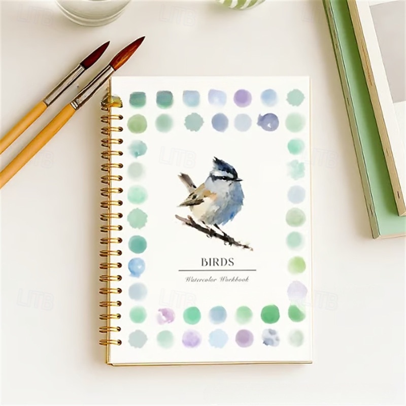 Watercolor Blending Coloring Book Elegant Spiral Bound Planner with 8 Pattern for Adult Coloring, Bullet Journaling, Dotted Grid Layouts Ideal Gifts for Beginners and Flower Enthusiasts3