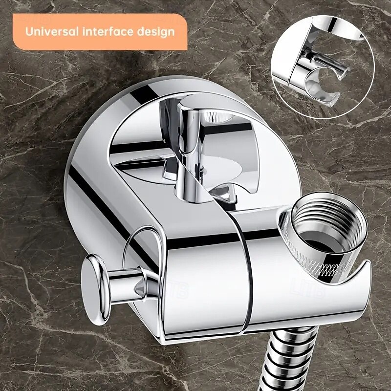 2pcs Adjustable Shower Head Suction Cup Holder Removable Suction Cup Handheld Shower Head Holder with Hooks Adjustable Angle & Height Showerhead Bracket2
