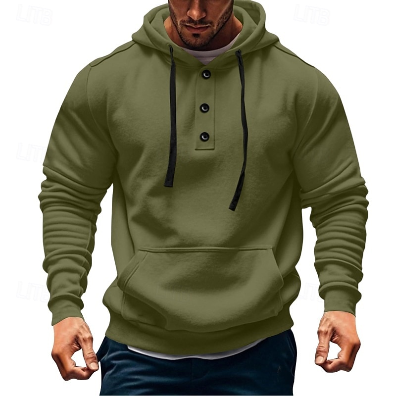 Men's Hoodie Button Up Hoodie Fleece Hoodie Tactical Hoodie Black White Army Green Burgundy Navy Blue Hooded Plain Pocket Sports & Outdoor Casual Daily Streetwear Cool Sportswear Spring &  Fall2