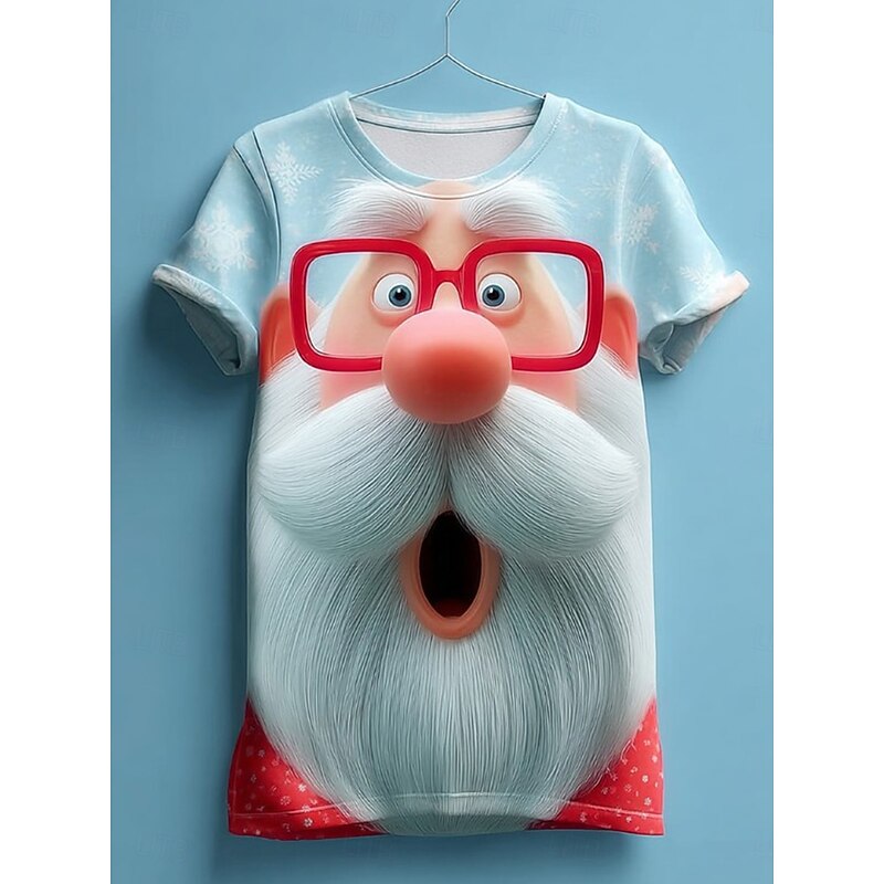 Christmas Women's T Shirt Graphic Santa Claus Vintage Stylish Classic Short Sleeve Crew Neck Round Neck Regular Tops Daily Print Black Blue Dark Green Green Fall Winter2