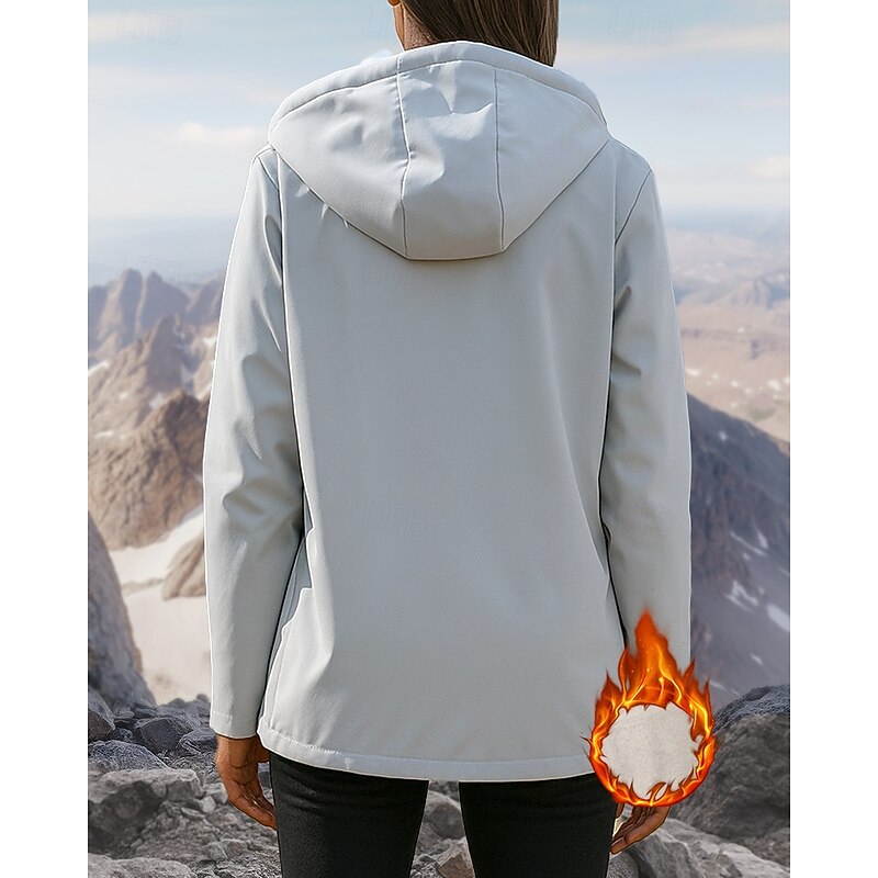 Women's Hoodie Jacket Hiking Jacket Winter Jacket Hiking Fleece Jacket Winter Outdoor Thermal Warm Waterproof Windproof Fleece Jackets Hunting Climbing Camping / Hiking / Caving Black White Army2