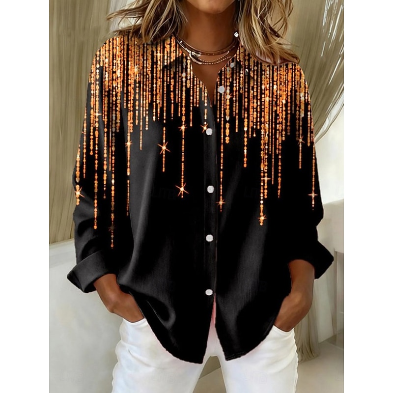 Women's Shirt Blouse Plaid Casual Long Sleeve Shirt Collar Regular Tops Daily Patchwork Buttons Print Black Blue Dusty Blue Orange Fall Winter2