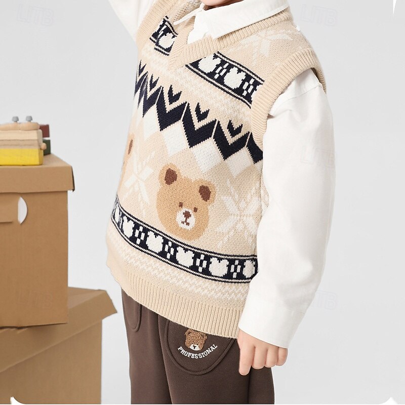 Kids Unisex Vest Coat Outerwear Color Block Sleeveless Keep Warm Soft Breathable Coat Outdoor Fashion Daily Blue Khaki Spring Fall 4 years+3