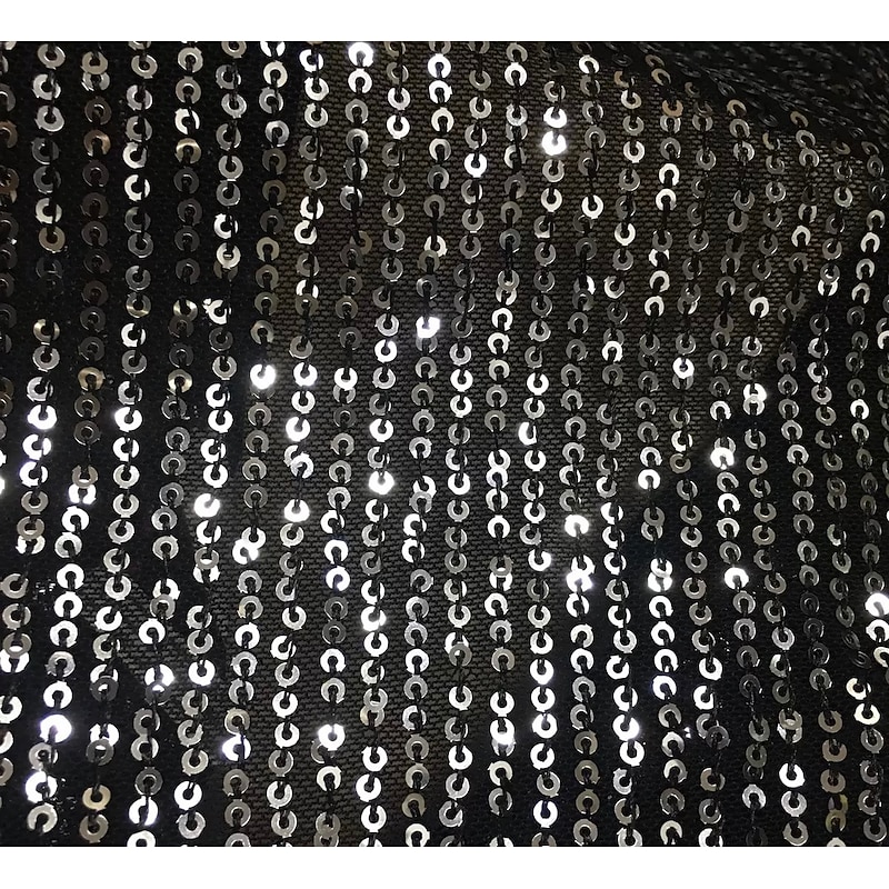 Black Tie Sequin Women's Blazer Sport Coat Formal Party Wedding Party Elegant Long Sleeve Shawl Lapel Flapped Pockets Single Breasted2