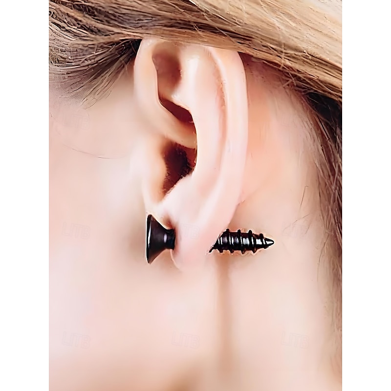 Women's Halloween Stainless Steel Screw Earrings – Punk Gothic Stud Jewelry for Costume Party and Cosplay