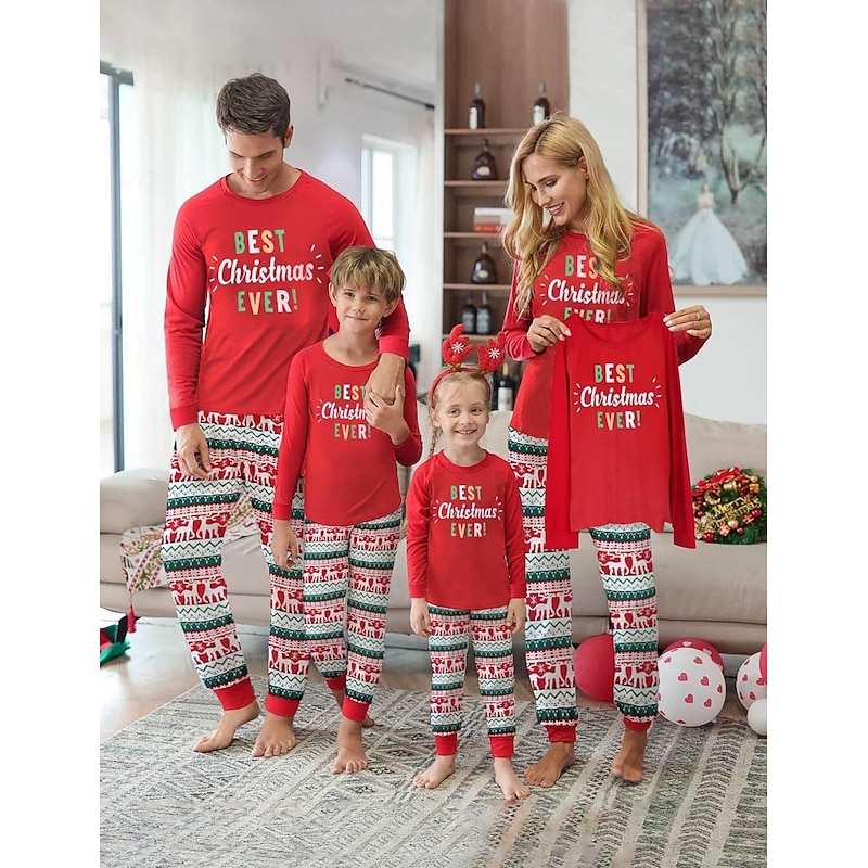 Santa Claus Family Christmas Pajamas Nightwear Men's Women's Boys' Girls' Family Matching Outfits Sweet Graphic Pattern Adults Kid's Christmas New Year Christmas Eve Home Wear Top Pants