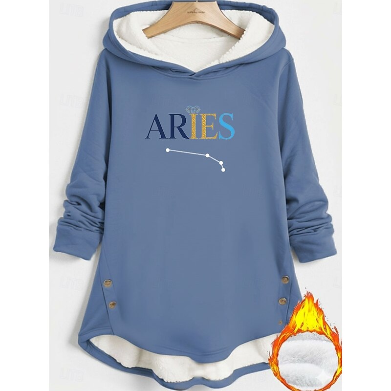 Women's Pullover Hoodie Sweatshirt Letter Warm Casual Long Sleeve Hooded Long Tops Street Dailywear Holiday Buttons Print Black Dark Pink Blue Gray Fall Winter3