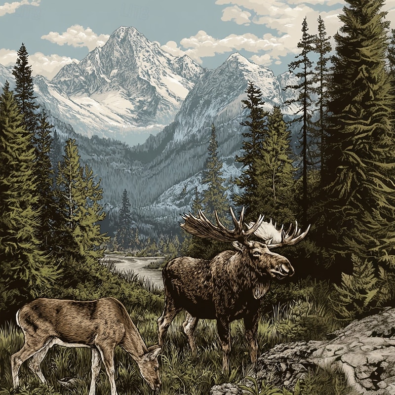 Men's Deer Hoodie Sweatshirt Fashion Classic Crew Neck Outdoor Hunting Gray Gray 2 Drawstring Fall Winter Designer2