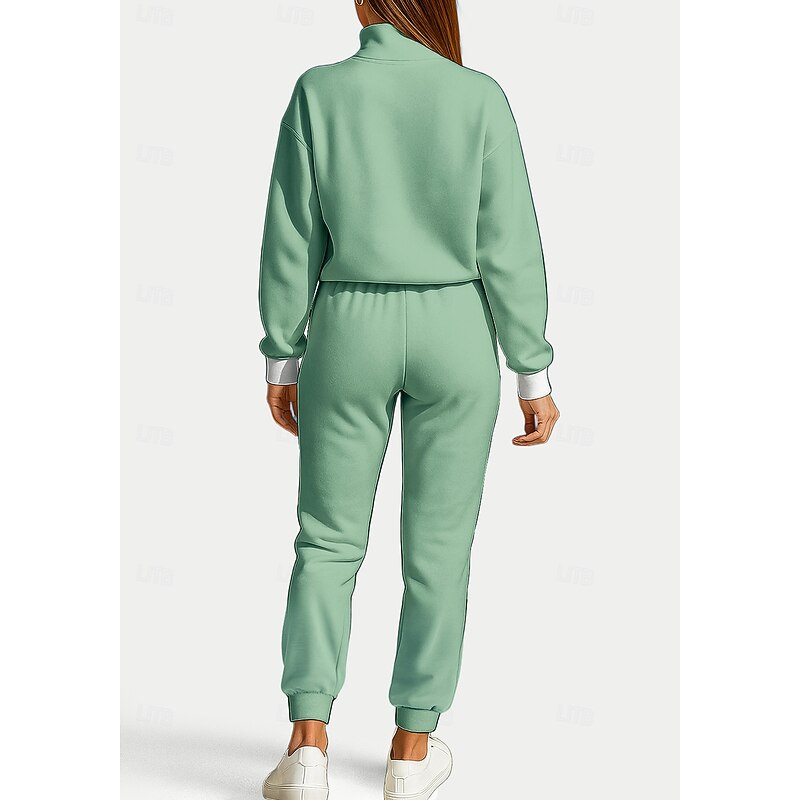 Women's Sweatshirt Tracksuit 2 Piece Tracksuit Pockets Zipper Color Block Clothing Suit Fall Red Royal Blue Vocation Outdoor Travel Lightweight Fashion Long Sleeve Sport Activewear Stretchy Regular2