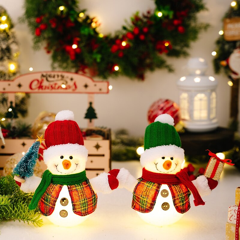 Christmas LED luminous snowman figurine indoor bedroom living room dining room study desk decoration light 8.27Inch2