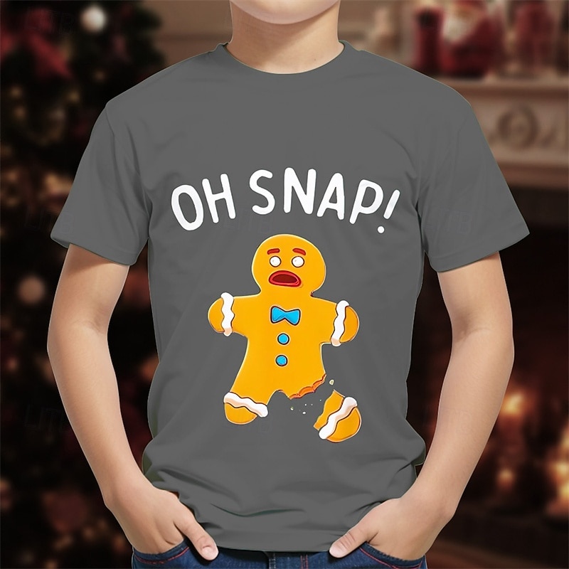 Christmas Boys' 3D Graphic Gingerbread T shirt Tee Short Sleeve Summer Spring Fashion Basic Kids 4-12 Years Crew Neck Outdoor Casual Daily Regular Fit3