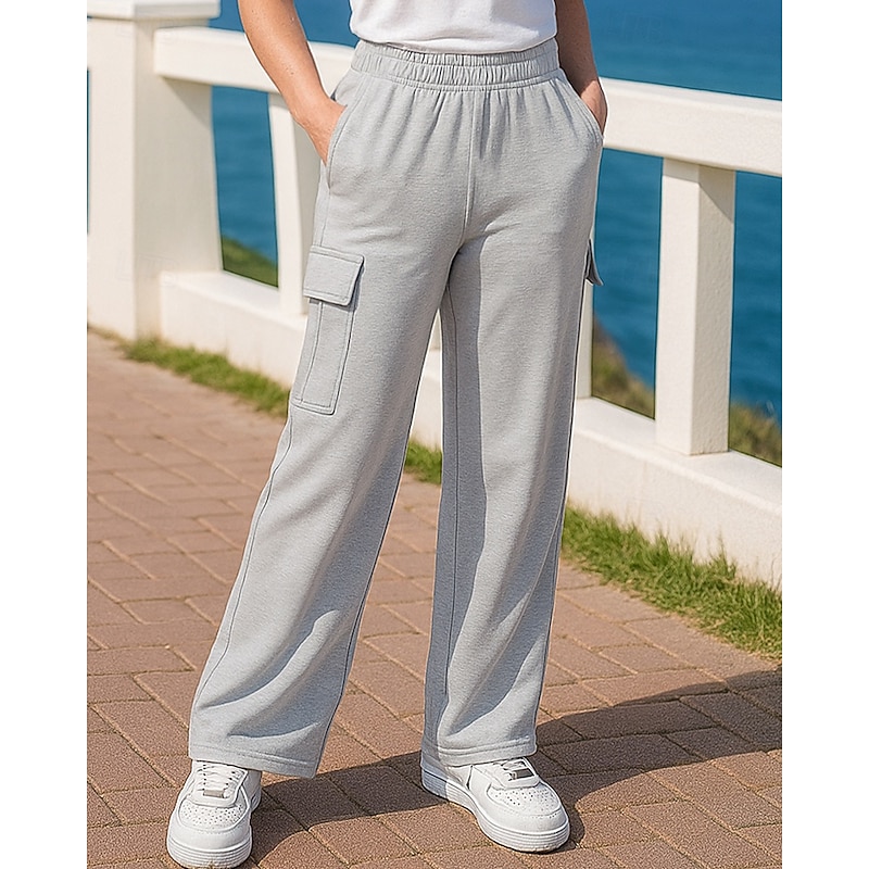 Women's Wide Leg Pants Sport  Sweatpants Trackpants with Pockets High Waist Bottoms Athleisure Gym Workout Lightweight Travel Running Yoga Loose Fit Sportswear Activewear Solid Colored Black White4