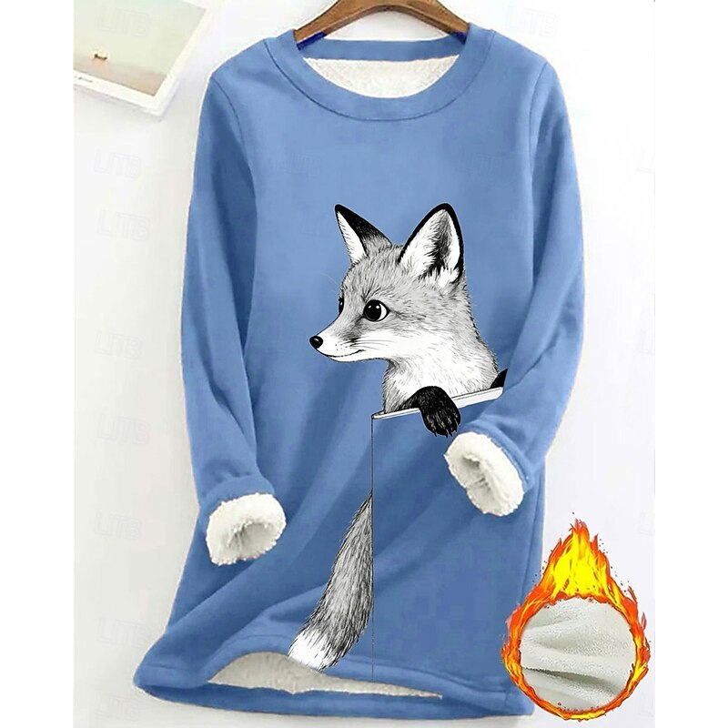 Women's Pullover Sweatshirt Animal Fashion Basic Casual Long Sleeve Crew Neck Long Tops Street Dailywear Casual Print Fleece Lined Black Yellow Pink Dark Pink Blue Fall Winter4