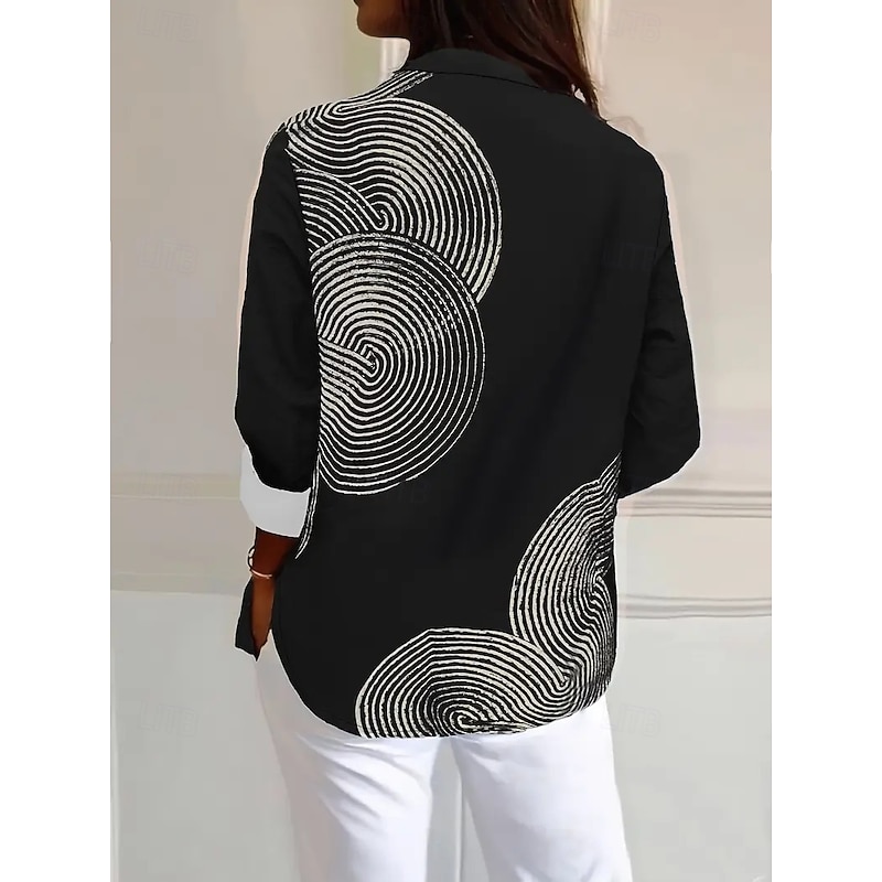 Women's Shirt Blouse Graphic Daily Stylish Retro Vintage Long Sleeve 3/4 Length Sleeve Shirt Collar Regular Tops Daily Holiday Going out Buttons Maroon Black Red Brown Spring Fall Winter Spring2