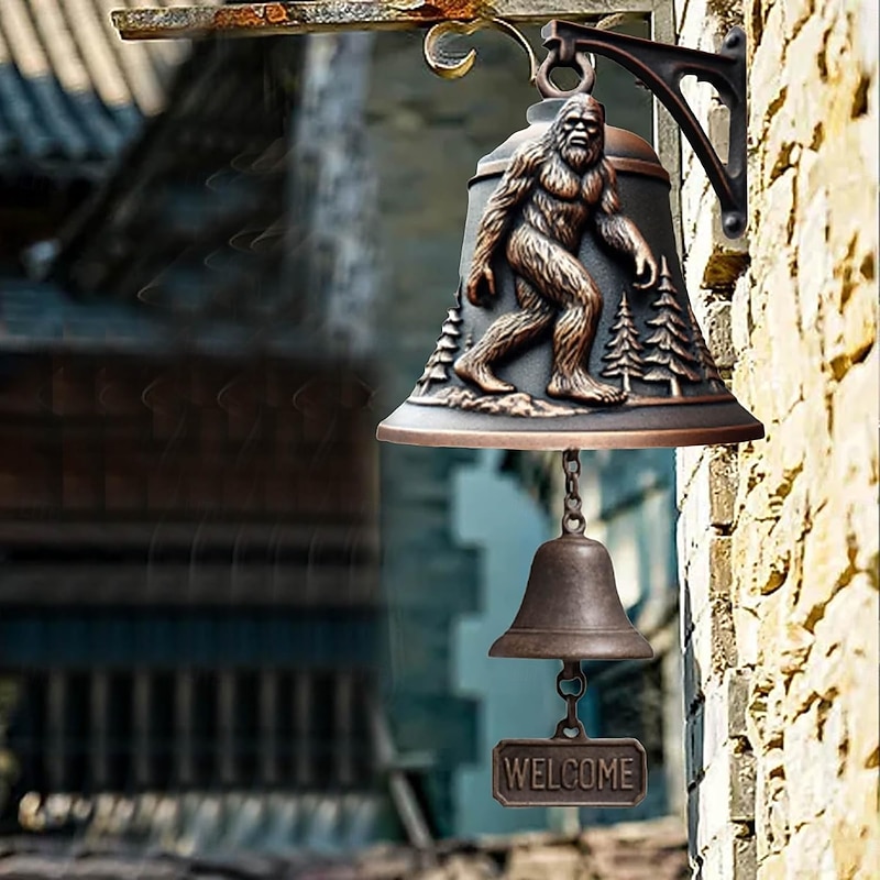 Vintage Bigfoot Doorbell Cast Iron Dinner Bell Bigfoot Metal Welcome Signs Farm Bell Wall-Mounted Big Foot Hanging Bell Suitable for Bigfoot Yard Decor Front Doors Porch Decor2
