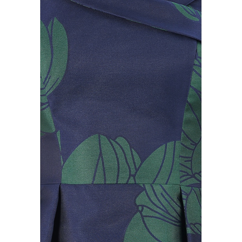 A-Line Evening Gown Elegant Dress Formal Wedding Floor Length Half Sleeve Shirt Collar Pocket Satin with Floral Print3