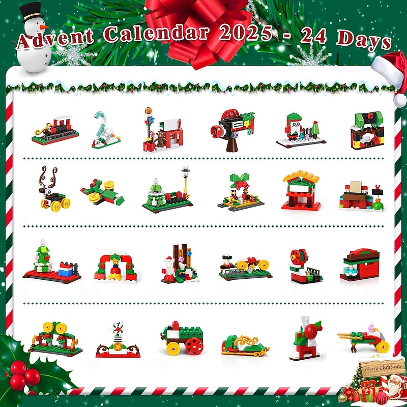 Christmas Advent Calendar Building Block Kit-Train 777pcs Set, 2025 Xmas Gift 24-Day Countdown Toy Building Set Party Favors, Construction Toy Christmas Gift for Adults2