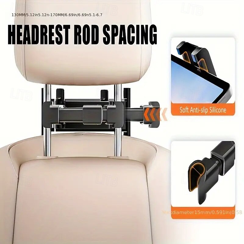 3-in-1 Car Headrest Tablet Holder with 360 Rotation and Adjustable Extension Arm - Foldable Design Secure Clamp Mount Compatible with 4 7-11 iPad Pro/Air/Mini. A Road Trip Essential3