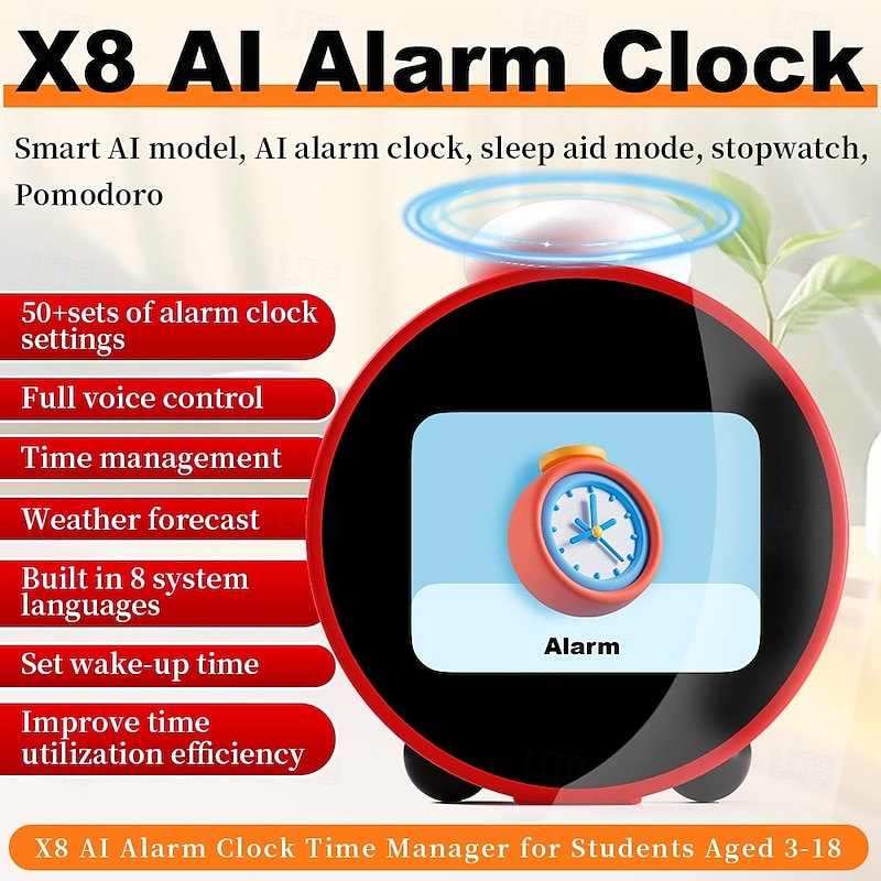 Popular Smart AI Alarm Clock Kids LCD Rechargeable Battery WiFi Feature AI Voice Controlled Smart Kids Timer