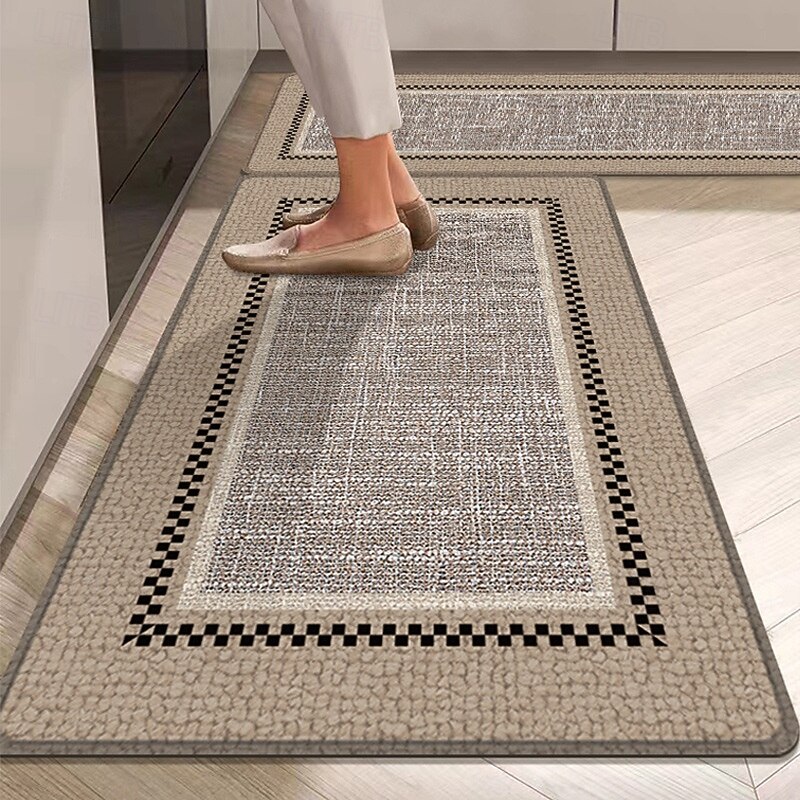 Kitchen Rugs & Mats Runner Rugs Non-Skid Washable Anti-Fatigue, Non-Slip Absorbent Faux Belgian Loop Velvet Rubber Backed for Floors, Machine Washable Standing Mats for Sink, Laundry Room, Hallway