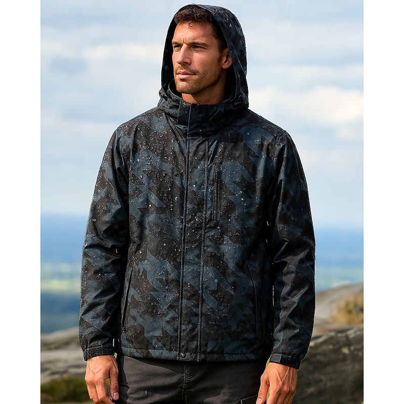 Men's Windbreaker Softshell Jacket Hiking Jacket Outdoor Thermal Warm Hiking Outfits Hiking Clothes Winter Autumn / Fall Top Fishing Camping / Hiking / Caving Running Camo Blue Green3