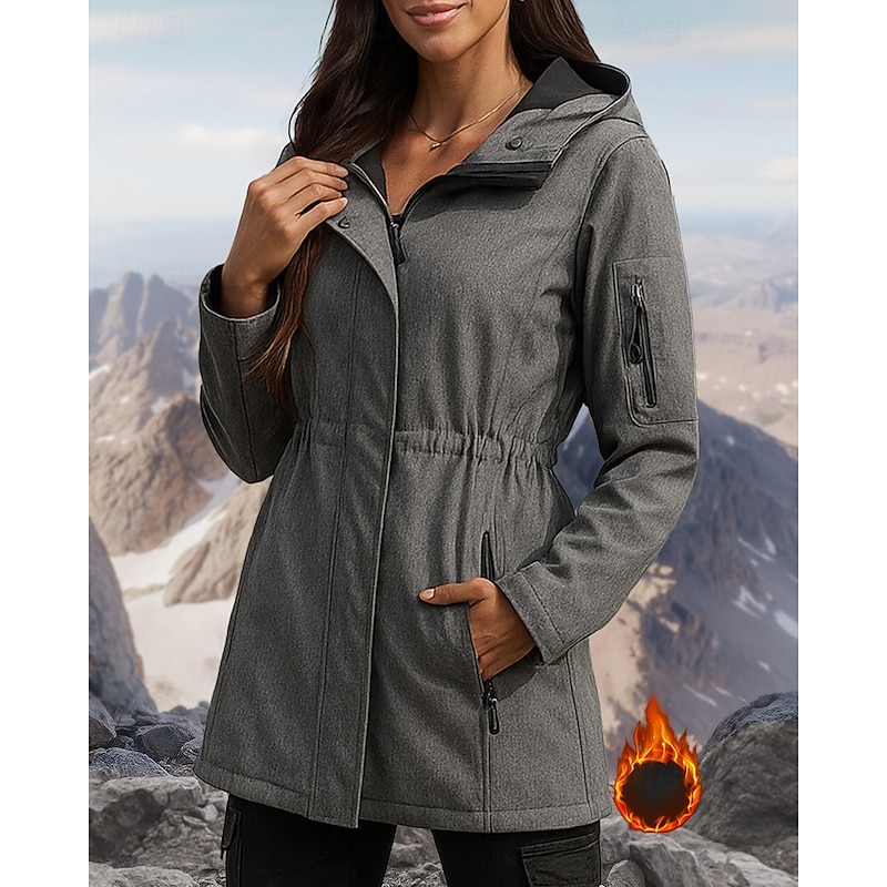 Women's Hoodie Jacket Hiking Jacket Hiking Fleece Jacket Winter Outdoor Thermal Warm Waterproof Windproof Fleece Jackets Hunting Climbing Camping / Hiking / Caving Dark Grey3
