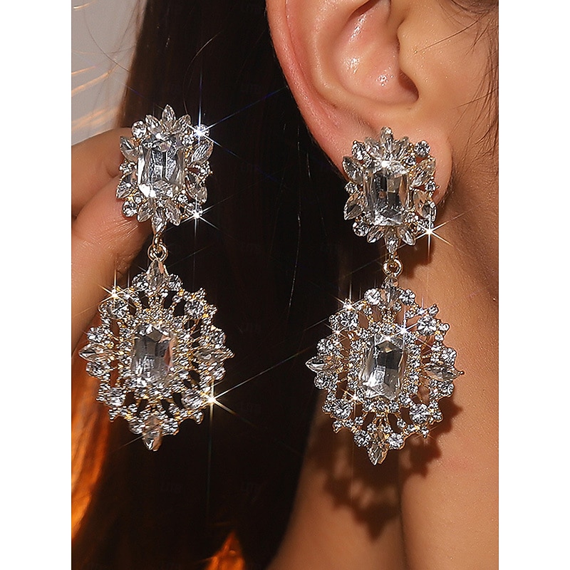 Women's Large Crystal Drop Earrings - Sparkling Statement Jewelry for Party Outfits, Weddings & Evening Glamour