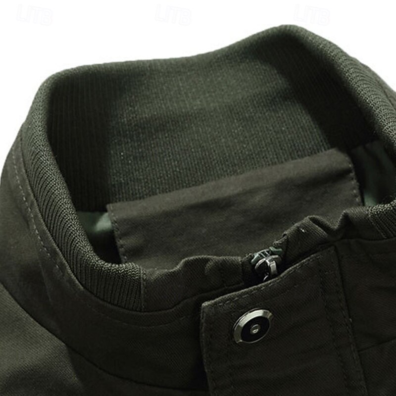 Men's Utility Jacket Cargo Jacket Casual Jacket Vacation Daily Wearproof Pocket Spring Fall Camo / Camouflage Fashion Classic Lapel Regular Black Green Khaki Army Green Jacket4