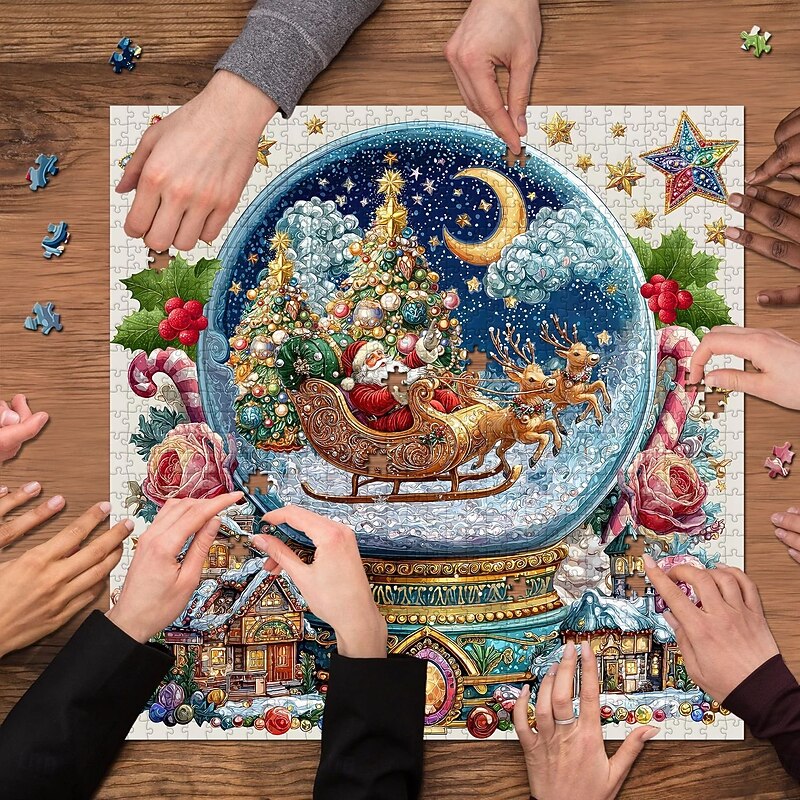Christmas Crystal Ball Jigsaw Puzzles 1024 Pieces Home Wall Decorations Paper Puzzles Winter Puzzles for Home Decor Gifts Christmas Challenging Puzzle for Adults and Beginner2