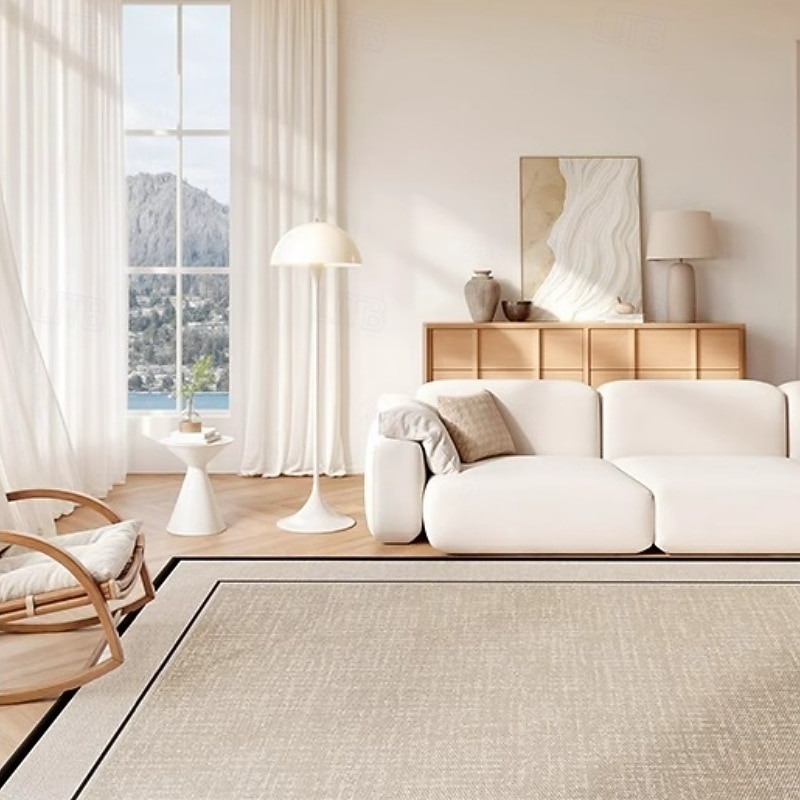 French Vintage Ice Silk Area Rug, Cooling Floor Mat Carpet for Living Room, Sofa, or Bedroom, Elegant Luxury Bedside Rug with Retro Design3