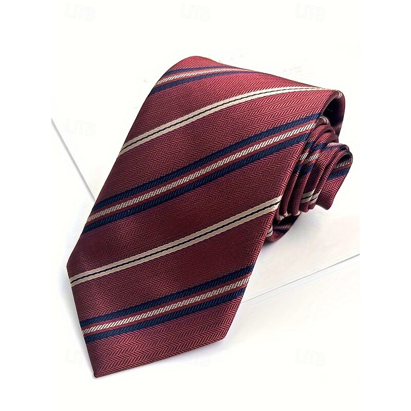 Men's Silk Necktie Classic Striped and Paisley Tie, Formal Business Wedding Party Accessory, Elegant Christmas Gift for Him3