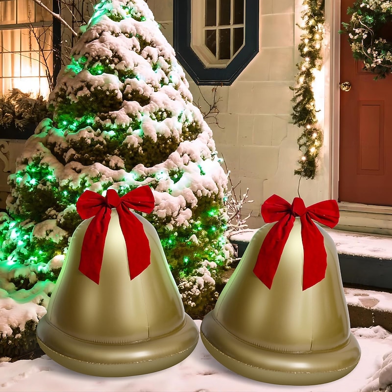 Christmas Outdoor Inflatable Jingle Bells Ball Decoration, PVC Large Xmas Balls Ornaments for Christmas Outside Holiday Yard Lawn Porch Decor, 21.6 inch2