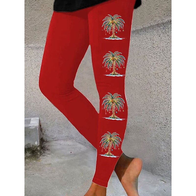 Women's Leggings Vacation Vintage Fashion Full Length High WaistPantsUgly Christmas Graphic Christmas Printing Thermal Warm Soft Breathable Stretchy Outdoor Vacation Street Black White Red Green Fall3