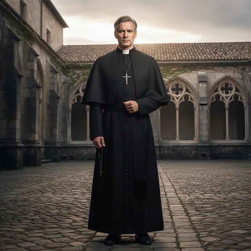 Retro Vintage Medieval Renaissance Coat Fancy Costume Priest Fancy Dress Men's Halloween Carnival Performance LARP Ren Faire Adults' Leotard / Onesie