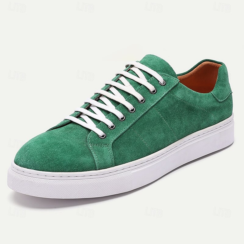 Green Men's Casual Sneakers – Lightweight Low-Top Lace-Up Shoes for Fashion, Daily Wear, Travel and Weekend Outings2