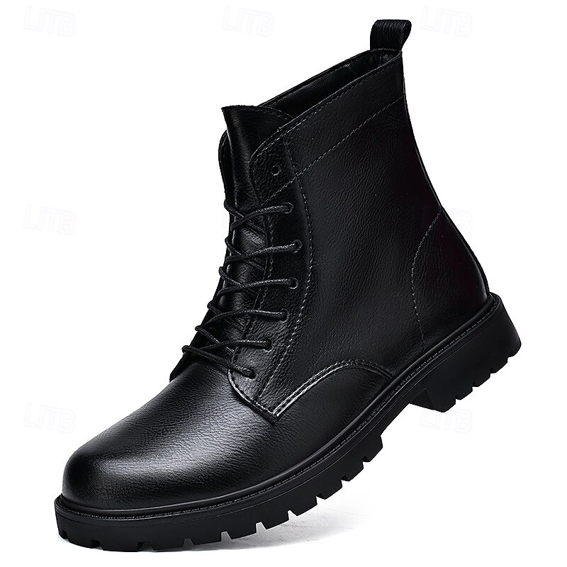 Men's Boots Retro Plus Size Walking Casual Daily PU Leather Comfortable Knee High Boots Lace-up Red Brown Black2