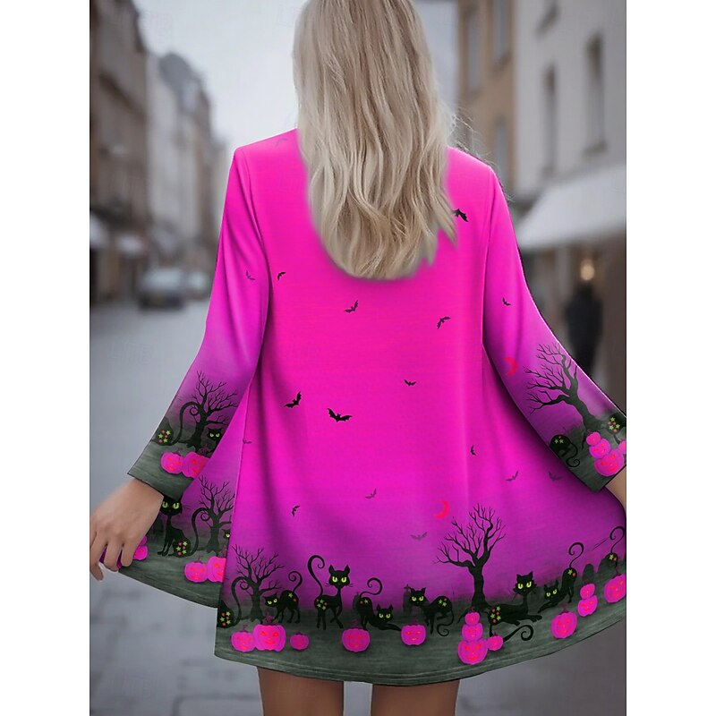 Halloween Women's Casual Jacket Pumpkin Warm Comfortable Irregular Hem Open Front Elegant Vintage Modern Pumpkin Street Casual Daily Long Collarless  Long Sleeve Outerwear Blue Purple Orange Spring2