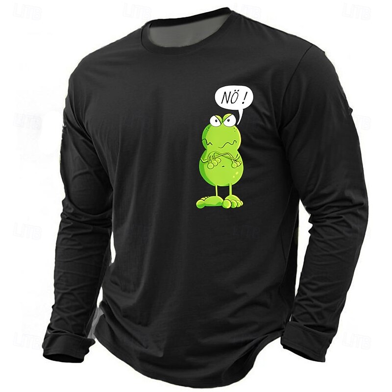 Men's Funny Slang T Shirt Long Sleeve T shirt 3D Print Crew Neck Shirt Fashion Daily Basic Street Casual Daily Black Blue Green All Seasons Clothing Apparel S M L XL XXL XXXL