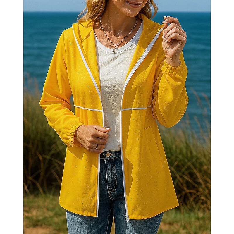 Women's Softshell Jacket Hiking Jacket Lightweight Jacket Outdoor Waterproof Hiking Outfits Hiking Clothes Autumn / Fall Top Camping / Hiking / Caving Running Solid Color Black Yellow Pink4